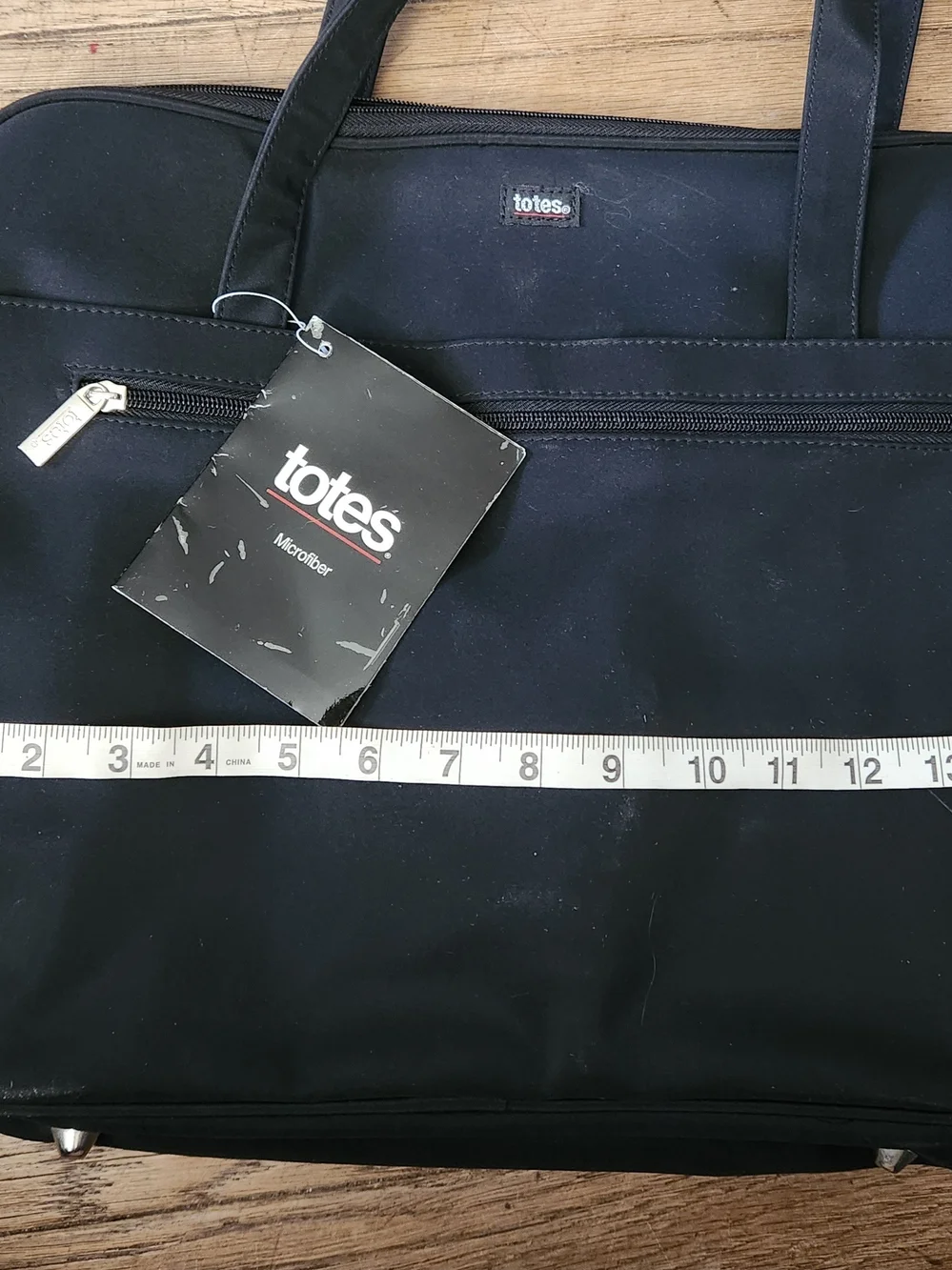 totes Black Nylon Laptop Tote with Front Zip Pocket